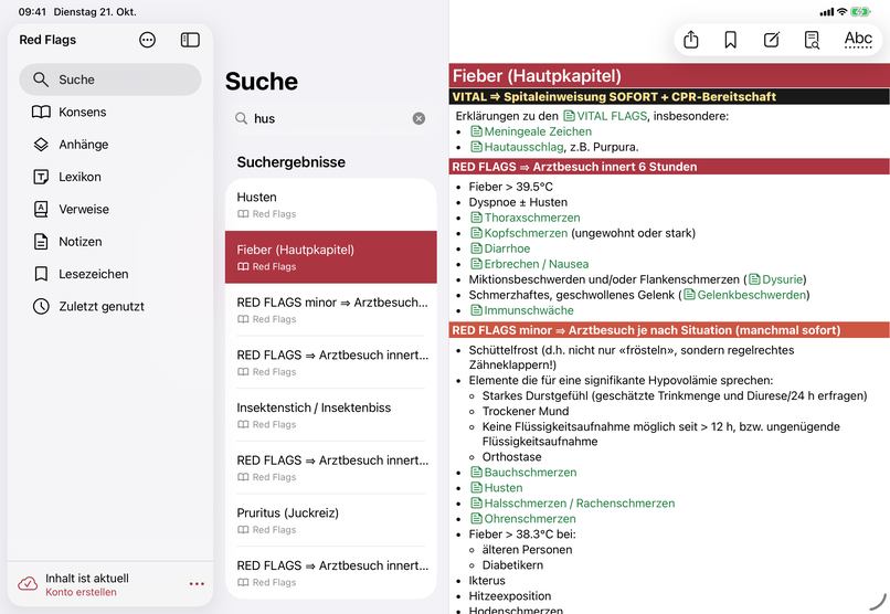 Forschung screenshot on iPad