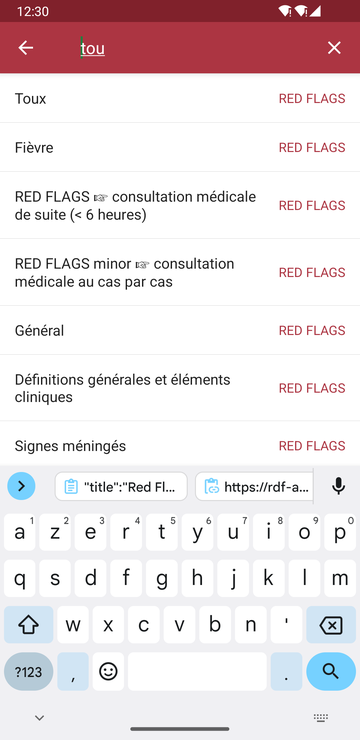 Recherche screenshot on Android